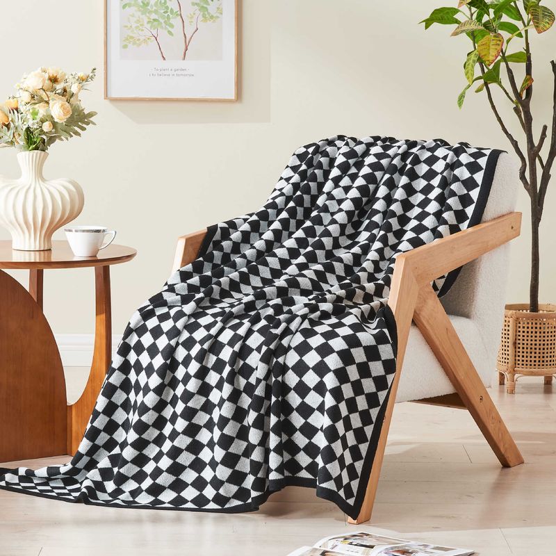 Plaid Knitted Blanket Sofa Office Spring And Summer Nap Air Conditioning Blanket Warm Cover Blanket Gift Advertising Blanket_voghion.com