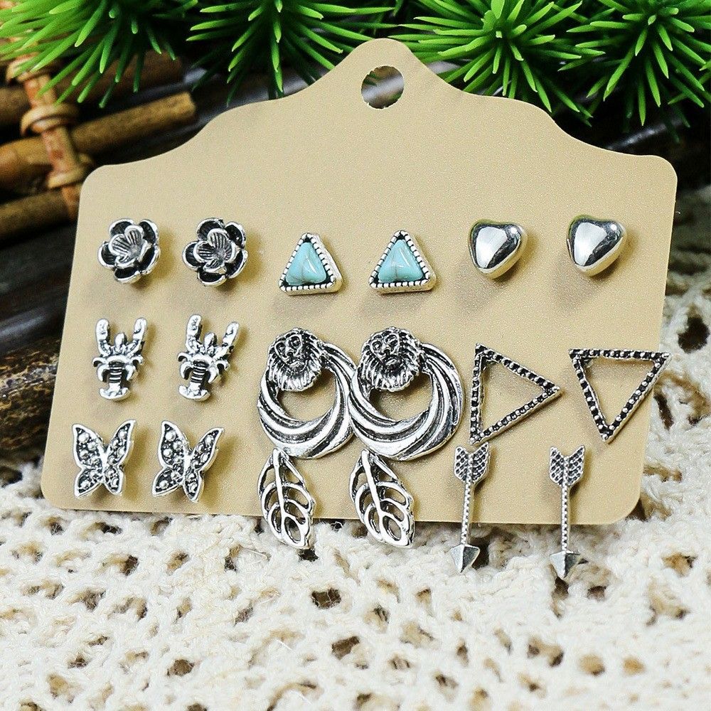 Orecchini Moda Occhi Esotici Orecchini con Perline e Nappe Orecchini a Goccia Vuoti con Turchese e Diamanti Set_voghion.com