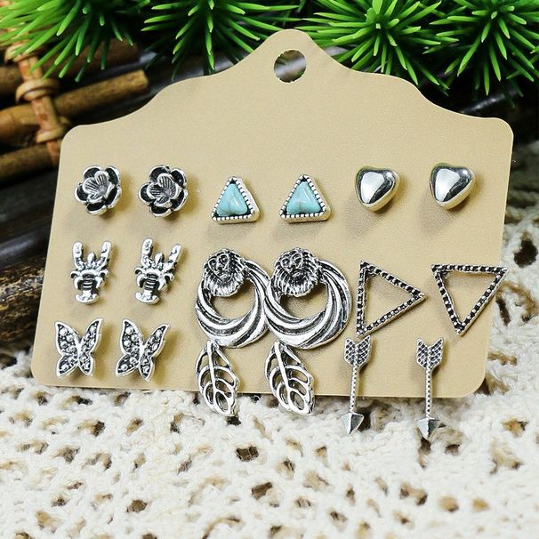 Orecchini Moda Occhi Esotici Orecchini con Perline e Nappe Orecchini a Goccia Vuoti con Turchese e Diamanti Set_voghion.com