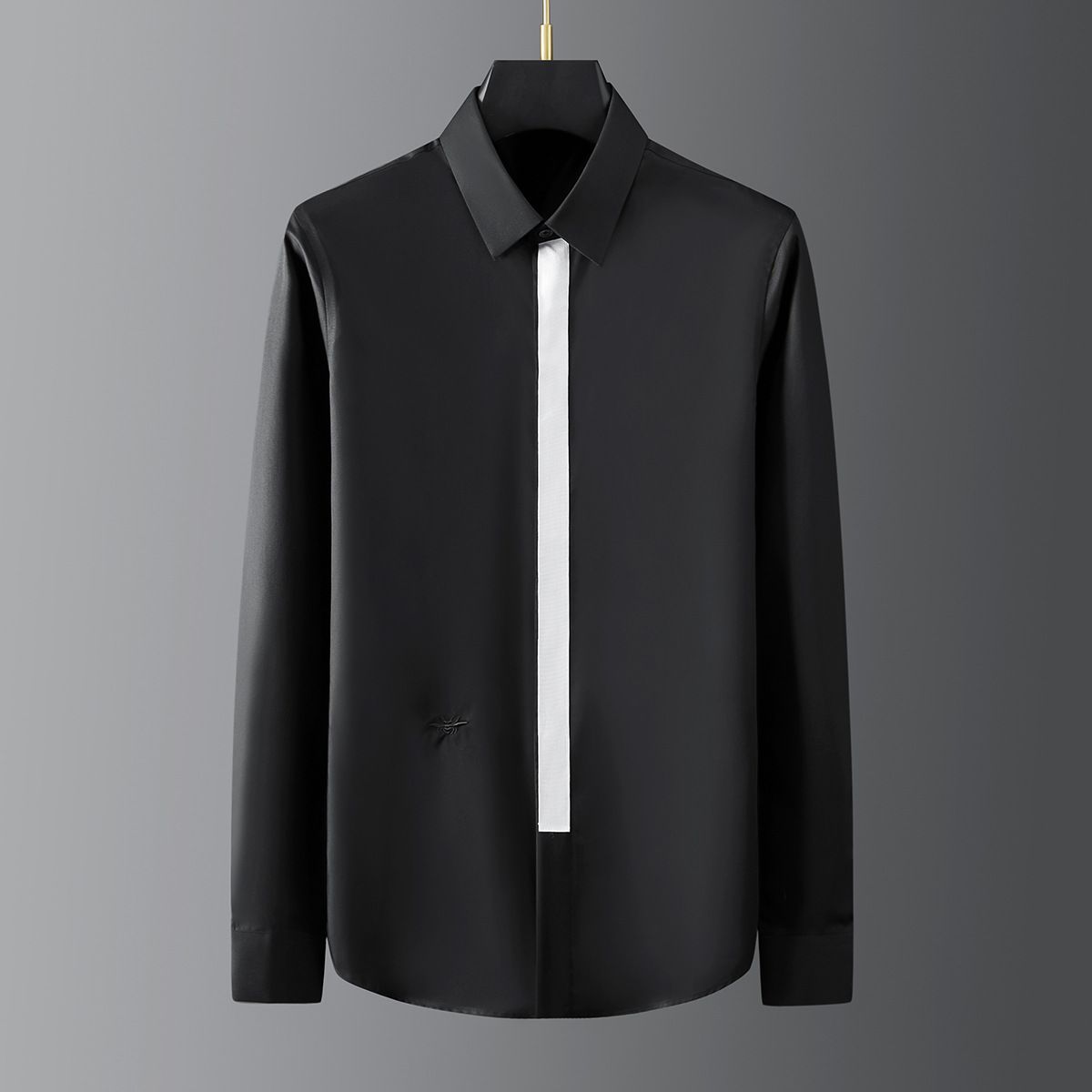 Adatto a tutte le stagioni, nuovo marchio alla moda, versatile, in puro cotone, non stirabile, a maniche lunghe, vestibilità slim, casual, da uomo._voghion.com