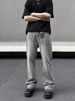 Men's Clothing High Street Washed Gray Straight Tube Slightly Flared Cleanfit Pants Trendy_voghion.com
