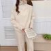 Women's High-Neck Half-Zip Sweater Set – Ribbed Knit Two-Piece Outfit – Oversized Loungewear (One Size Fits S-L)_voghion.com
