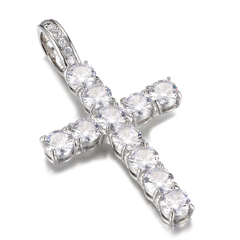 Collana con croce in zircone stile Ma Siwei, gioiello di lusso semplice e di alta qualità con ciondolo per donna_voghion.com
