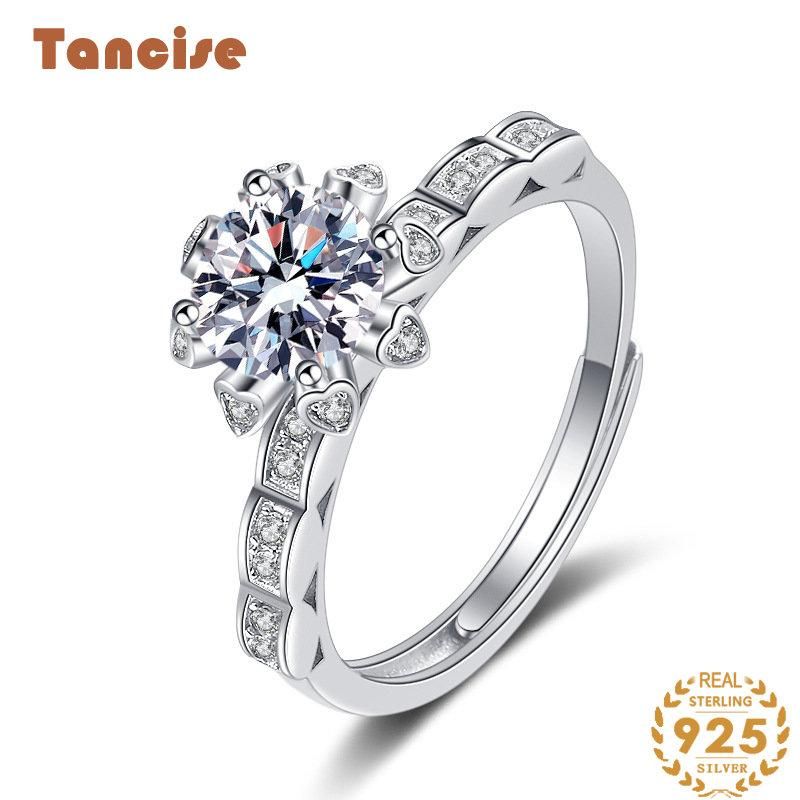 Tancise Classic Moissanite Anello in argento Gioielli da donna Promessa di nozze Regalo per feste_voghion.com