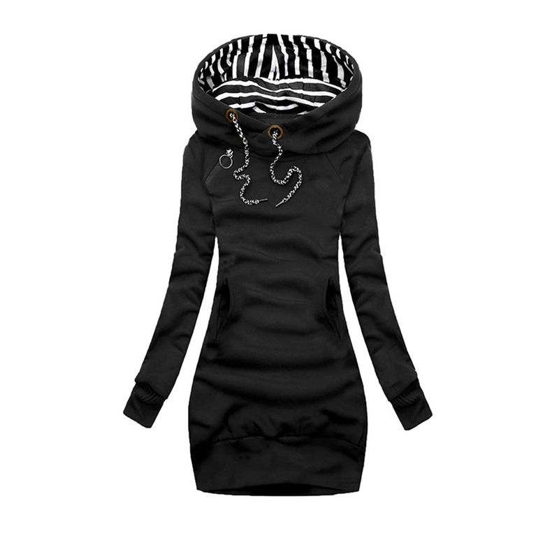 Hooded Long Sleeved Sweater Dress Slim Fitting Sweaters Mid Length Women's Clothing Autumn Winter Casual Hoodie Y2k_voghion.com