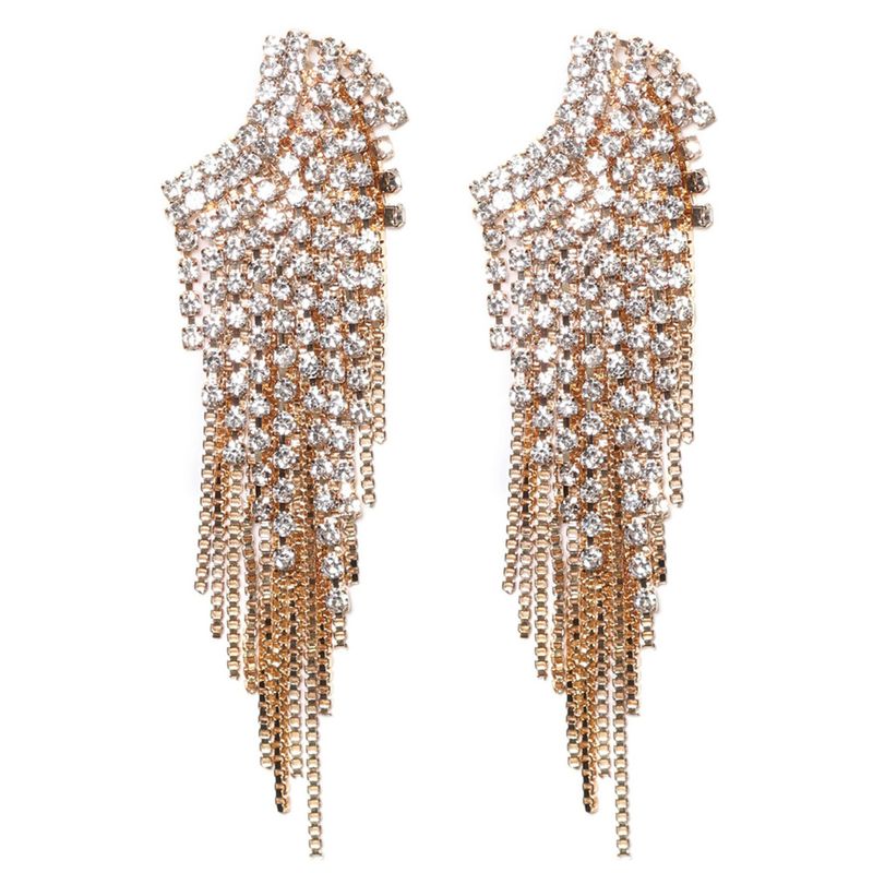 Boucles d'oreilles exagérées, magnifiques boucles d'oreilles à pampilles en alliage de strass pour soirée dansante_voghion.com