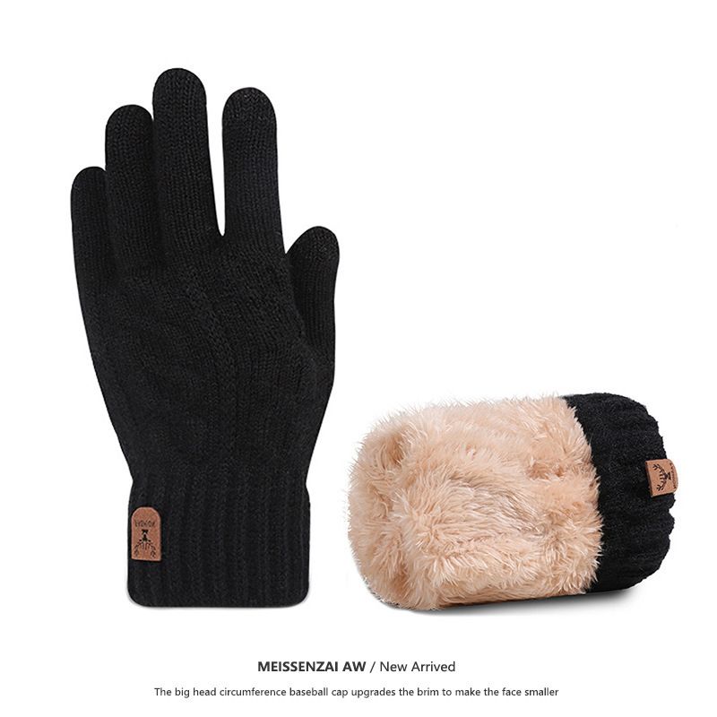 Guanti caldi per uomo possono toccare lo schermo in lana per equitazione e guida con ispessimento della lana per protezione dal freddo_voghion.com