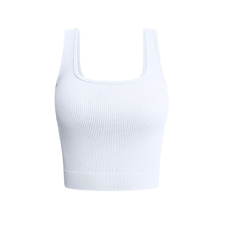 Women's clothing No breast pad single layer seamless thread sleeveless fitness yoga sports vest for women with inner and outer wearable yoga tops_voghion.com