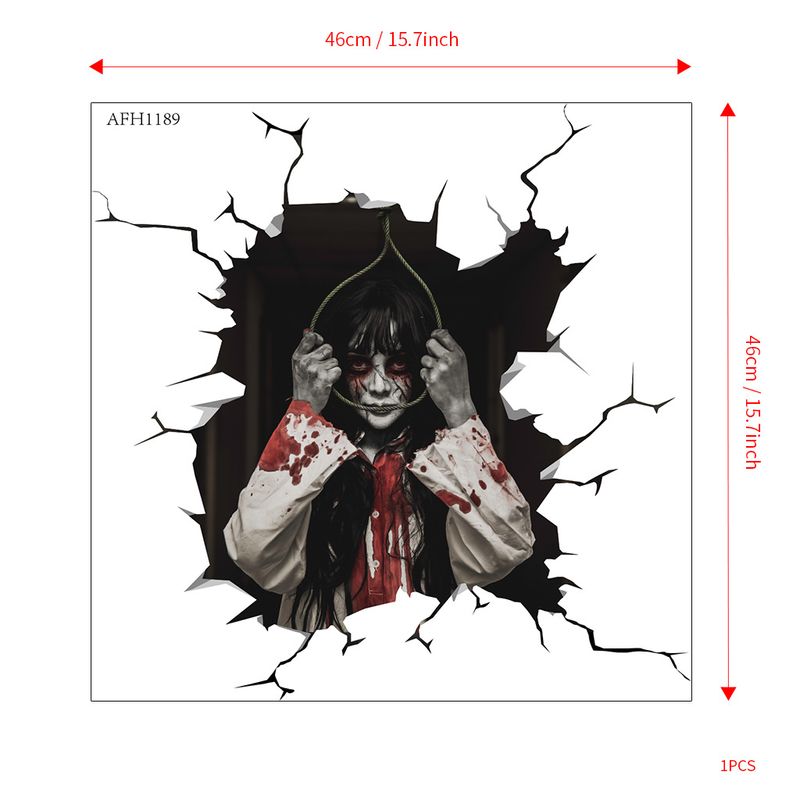Ove Devil AFH Window Breaking 3D Horror Woman Halloween Wall Stickers_voghion.com