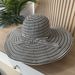 Summer New Striped Fashion Wide Sunshade Vacation Beach Sun Protection Green Women's Brim Hat_voghion.com