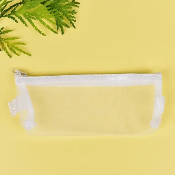 Clear Exam Pencil Case S/L Transparent Simple Mesh Zipper Stationery Bag School_voghion.com