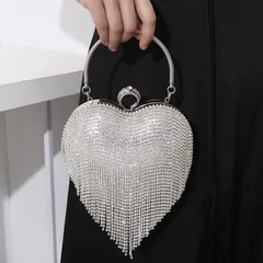 Water Love Fashionable Diamond Tassel Evening Bag Celebrity Banquet Crossbody Dress Handbag Small