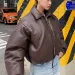 2024 Fall Winter Faux Leather Jacket For Women Oversized Streetwear Cotton Padded Parkas Short Bomber Coat Warm_voghion.com