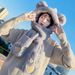 Cappello con orso carino, sciarpa calda integrata, sciarpa con cappuccio, guanti da donna autunnali e invernali, cappello con orecchie, peluche alla moda_voghion.com