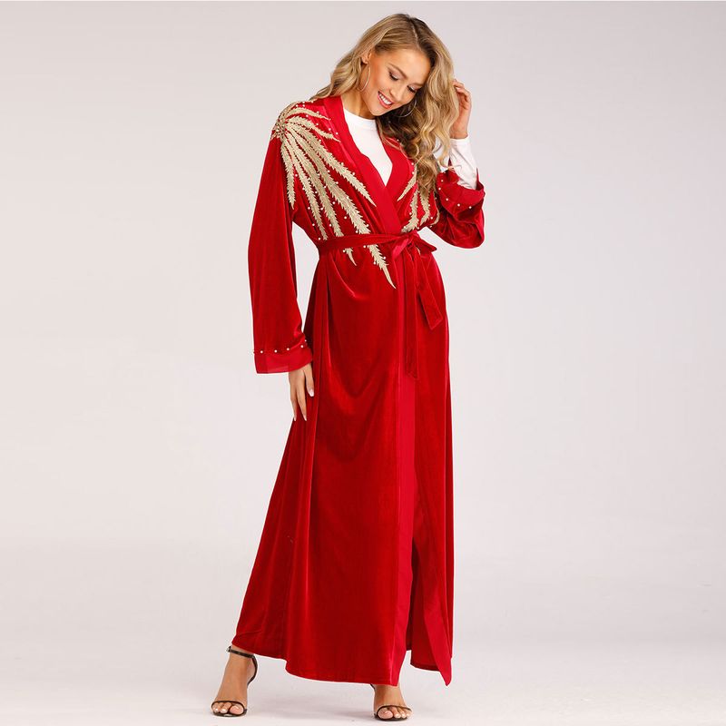 Women's fashion casual spliced pearl cardigan long sleeve canary embroidery_voghion.com