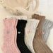 Women's & Men's Knit Wool Socks With Lace Trim And Heart Embroidery, Medium Cuff, Thick Warm Winter Socks For Daily Wear, Cozy And Stylish_voghion.com