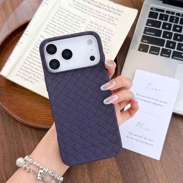 Luxury Weave Pattern Phone Case For IPhone 17 Air 16 15 Plus 14 13 12 Pro Max Braided Textured Breathable Shockproof Back Cover_voghion.com