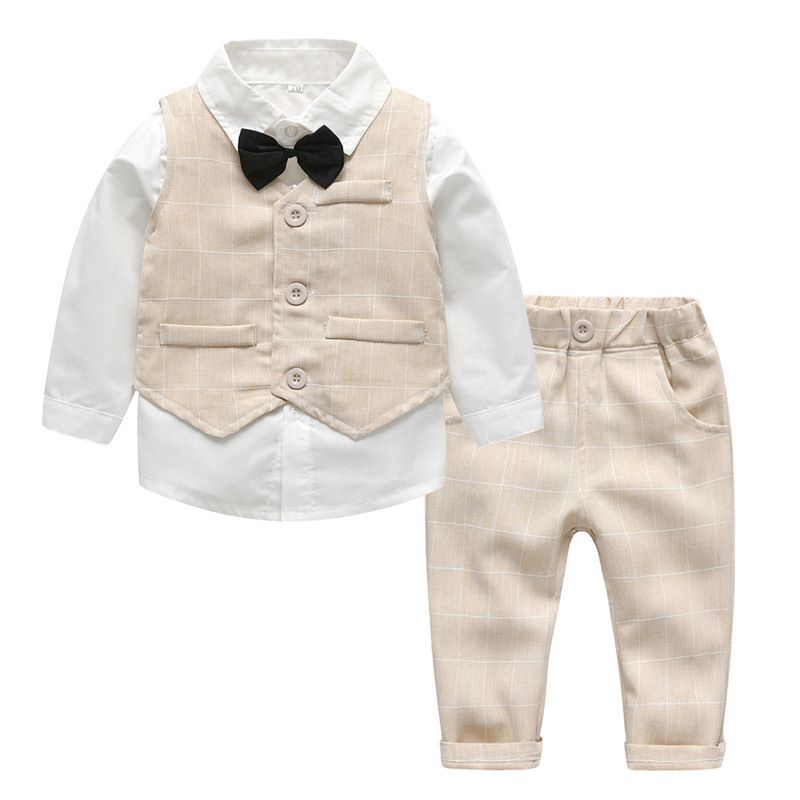 Baby clothes Spring baby boys baby gentleman cotton vest three-piece set_voghion.com