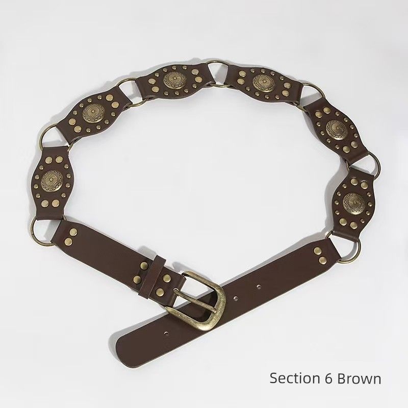Maillard Bohemia Retro American Rivet Brown Belt Chain Accessories Skirt Ethnic Style Waist Seal_voghion.com