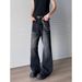 High-quality Foreign Trade Unbranded Harajuku New WAashed Cat Whisker Mopping The Floor Slightly Pull Jeans Men's Straight Ins Simple_voghion.com