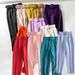 Women's casual pants with slightly stretchable slimming belt decoration solid color straight style suit nine-point pants_voghion.com