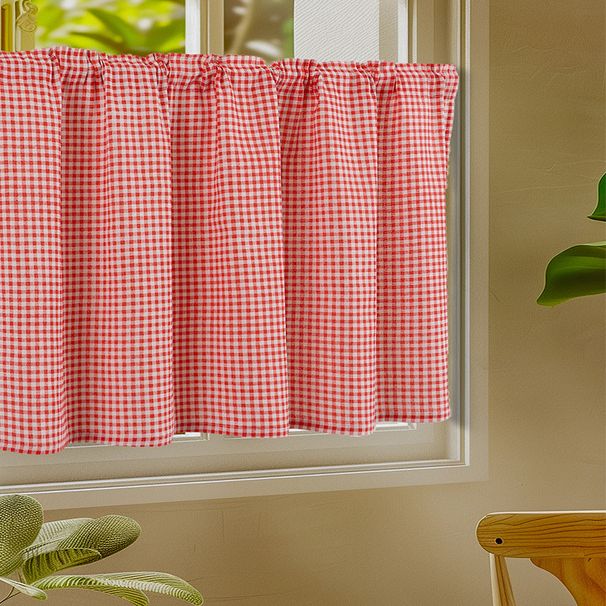 Cafe Curtains - Poly Cotton Blend Semi Sheer Door Curtain With Tension Rod, 6 Colors & 9 Sizes For Kitchen, Bedroom, Living Room_voghion.com