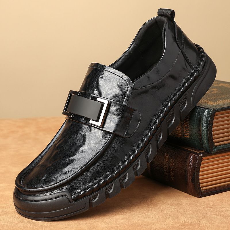 Le Fu Neue Sommerschuhe aus atmungsaktivem Bean mit weicher Sohle, ausgehöhlt, perforiert, für Herren, lässige Lederschuhe_voghion.com