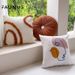 Checkered Abstract Embroidered Throw Pillow - Caramel Geometric Cushion Cover For Sofa Bay Window (Minimalist Tufted Design Soft Cotton Linen Blend)_voghion.com