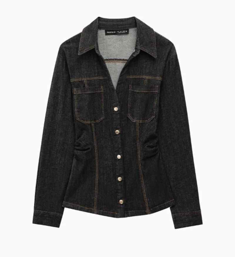 Women's Clothing Fashion Lapel Visible Line Decoration Double Pockets Loose Versatile Denim_voghion.com