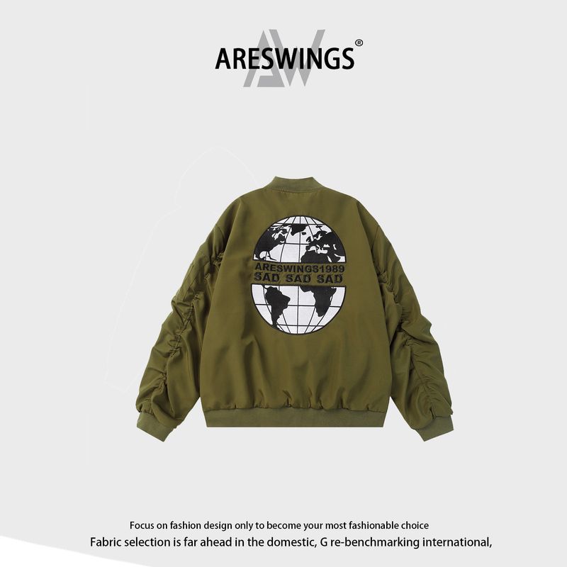 Men's Clohting 2024 Spring and Autumn new earth map embroidered jacket men and women loose flight suit baseball jacket_voghion.com