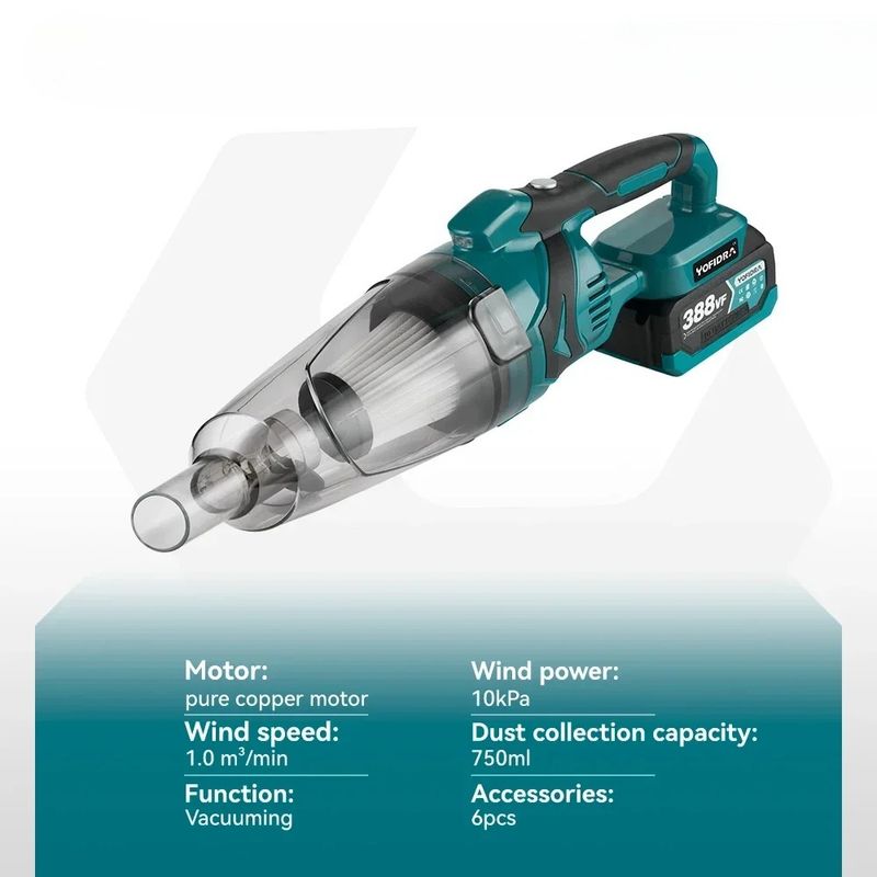 Yofidra 1500 W Kabelloser Elektrischer Handstaubsauger, Wiederaufladbares Reinigungswerkzeug Für Zuhause, Tierhaare, Für Makita 18 V Akku-Pin_voghion.com