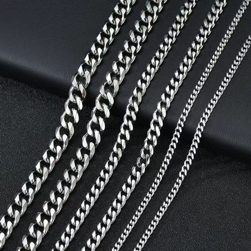 Heißer Verkauf Edelstahl sechsseitig poliert Titan Stahl kubanische Kette Hip-Hop trendige Unisex Halskette_voghion.com