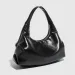 High-end Wrinkled Black Soft Leather Handbag Cloud Dumpling Underarm Shoulder Handheld Women's Bag_voghion.com
