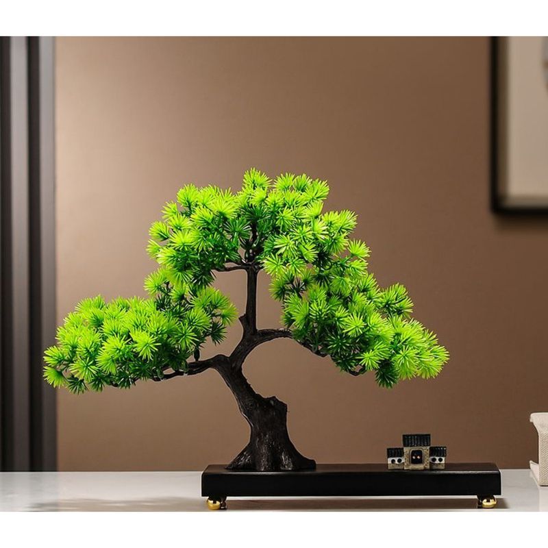 Pseudo simulation welcoming arhat pine flowing sand painting decs Chinese Zen hallway Bogu shelf wine cabinet_voghion.com