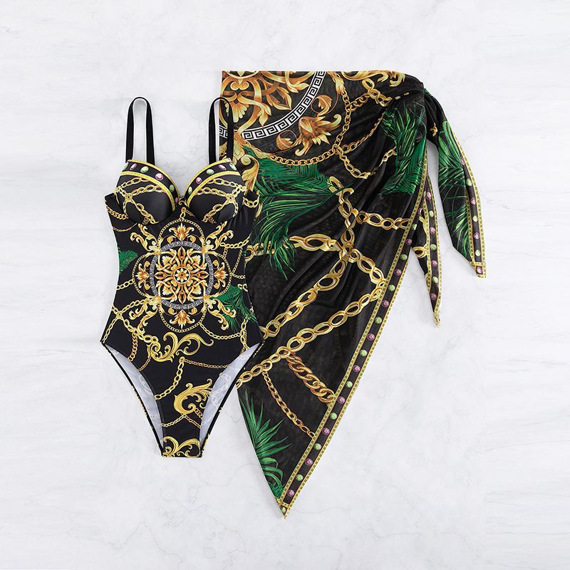 Vêtements pour femmes, nouveau style, maillot de bain, sexy, beau dos, imprimé, chemisier, ensemble deux pièces, bikini_voghion.com
