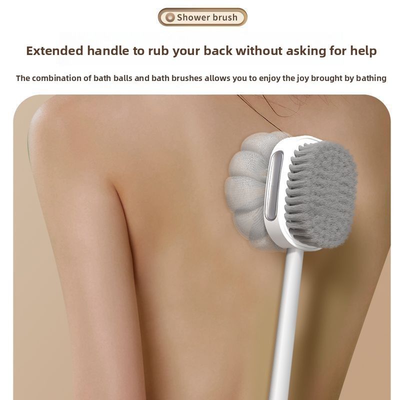 Long Handle Soft Bristle Double-Sided Exfoliating Dirt Removal Bath Brush Back Scrubber Tool_voghion.com