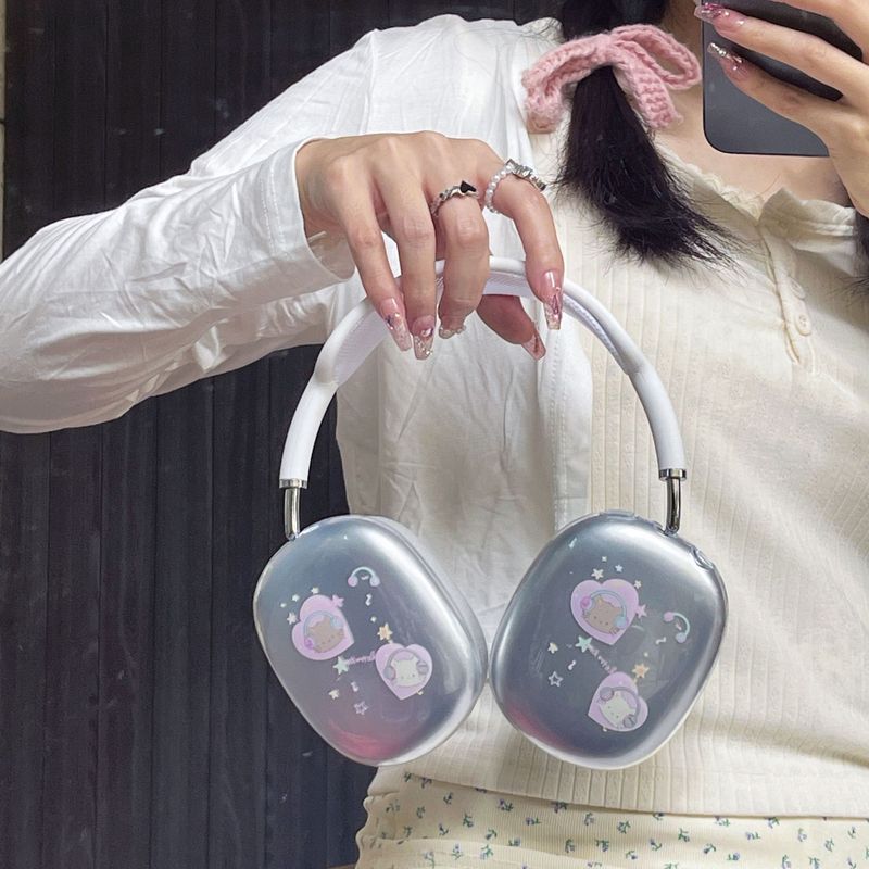 Japonské a korejské růžové malé květinové ochranné pouzdro pro Airpods Max Headset, náušníky a pouzdro na sluchátka_voghion.com