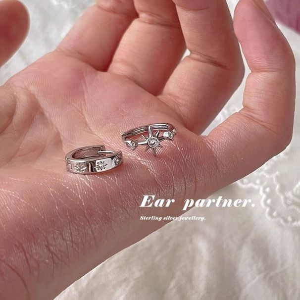 Orecchini asimmetrici versatili, alla moda e minimalisti, dolci e alla moda, con esagramma di personalità in stile coreano INS_voghion.com