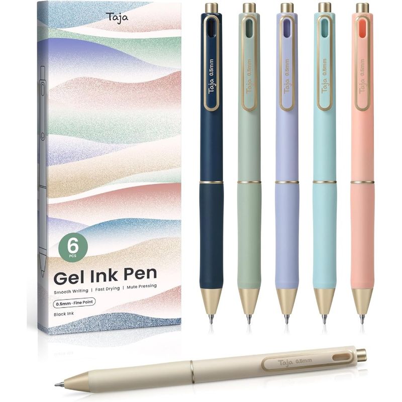 Gel Pens 6 Pcs Quick Dry Blcak Gel Ink Pens 0.5mm Fine Point Smooth Writing Pens For Journaling And Note Taking Cute Aesthetic_voghion.com