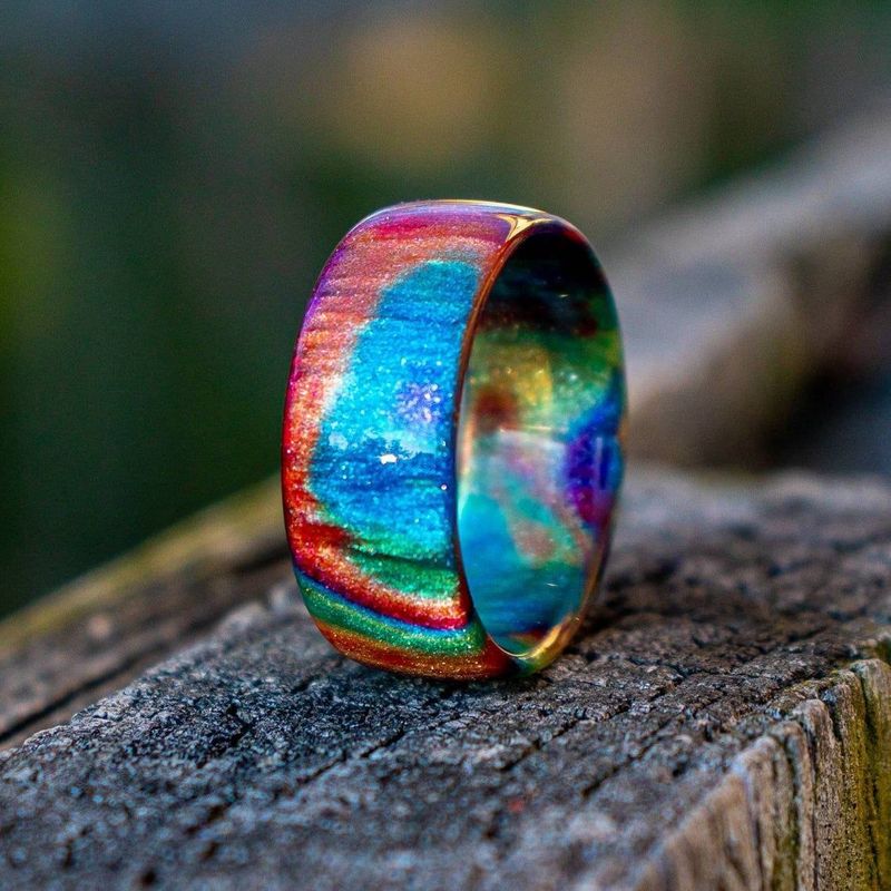 New Acrylic Resin Colorful Starry Sky Women's Ring Set For Index Finger_voghion.com