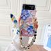 Unique Fashion Elegant Relief Flower Silk Strap Wrist Phone Case Cover For Samsung Galaxy Z Flip 3 4 5 6 7 F7220_voghion.com