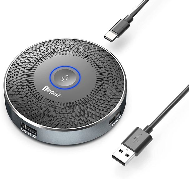 Microfono per conferenza, microfono per computer USB portatile 3 in 1, pickup omnidirezionale a 360° per_voghion.com