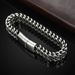 Hip Hop Stainless Steel Front Back Men's Bracelet, Simple And Domineering, Punk High-end Feeling, Cuban Bracelet Trend_voghion.com