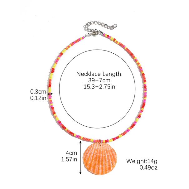 White Shell Pendant Necklace Pearl Starfish Beaded Shell Necklace_voghion.com