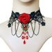 Hot selling lace jewelry Halloween red rose crystal necklace earrings 3-piece set,Fashion sexy lace_voghion.com