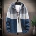 Men's Clothing Spring Autumn Winter New Large Size Loose Sweater Striped Hooded Knitwear Casual Young and Middle-aged Fleece-lined Jacket Thick_voghion.com