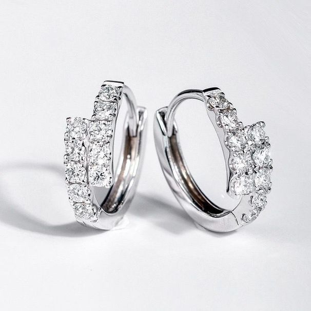 new Simulation Diamond Inlaid With 4m Zircon Double Row Design Light Luxury Earbone Rings Women's Commuting Exquisite Earrings_voghion.com
