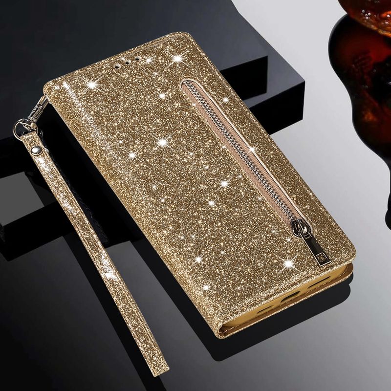 Wallet Glitter Card Slots Flip Leather Case For Samsung Galaxy S23 Ultra S22 S21 Plus S20 FE A04s A13 A14 A33 A34 A52 A53 A54_voghion.com