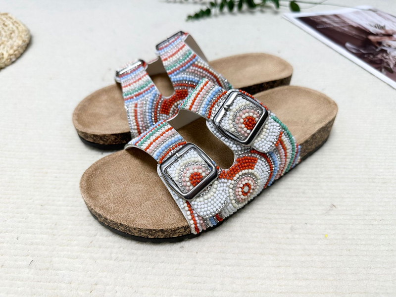 2023 Cross-border Foreign Trade New Retro Family Style Double Buckle Cork Slippers fashion beach slippers flip flops_voghion.com