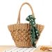 Mini Paper Rope Handbag With Scarf - Bohemian Open Weave Beach Bag For Vacation & Photo Shoot_voghion.com